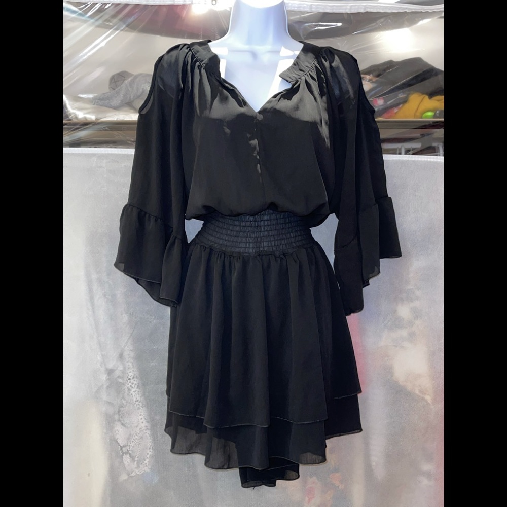 Layered Sheer Knee Length Black Dress NWT 2XL